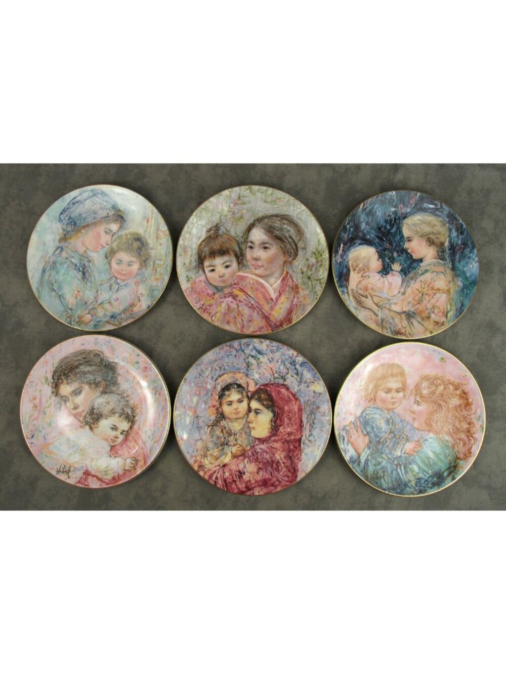 Royal Doulton Edna Hibel Mother and Child Collector Plates Set of 6 Complete